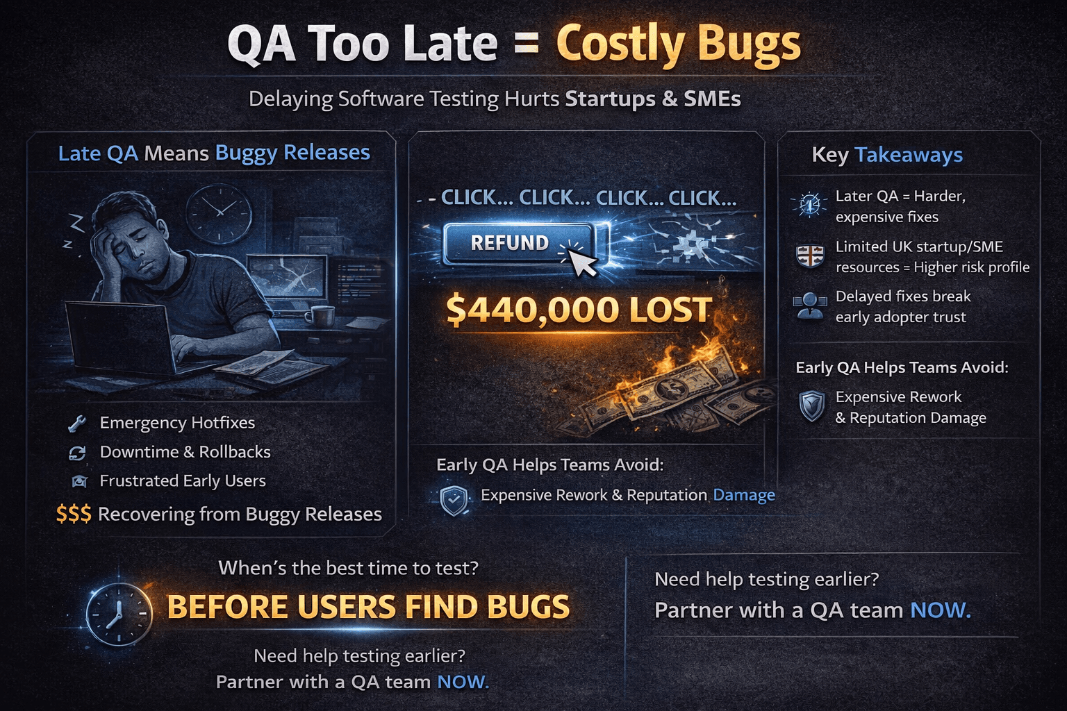QA Too Late = Costly Bugs: Why Delaying Software Testing Hurts Startups & SMEs